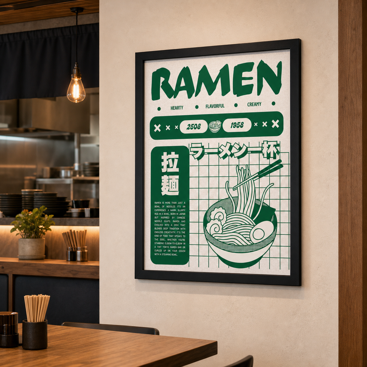 Resto Glow AI product image 2026-08-03 — restaurant view — Niche-Style Restaurant Wall Art Print