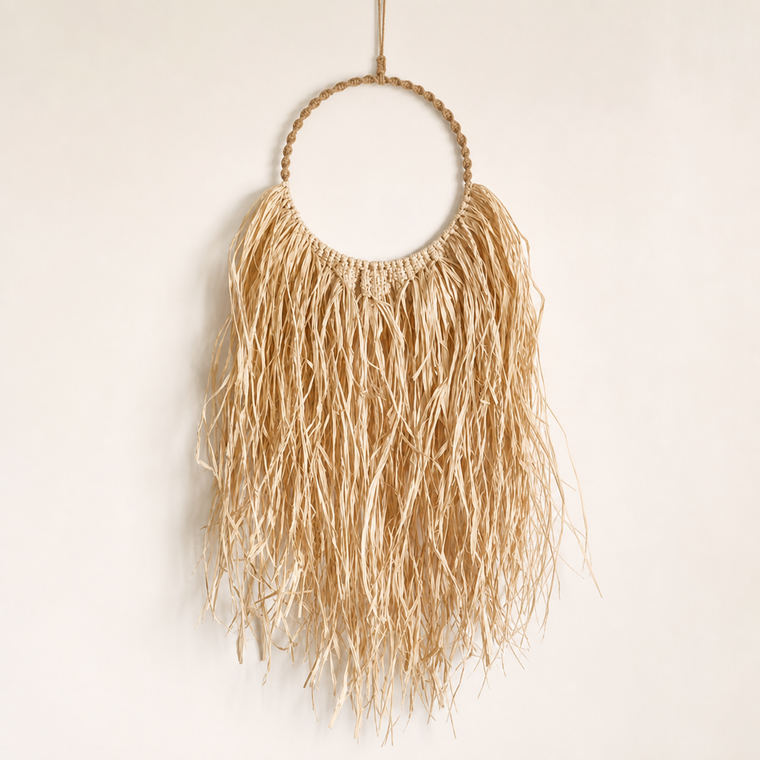 Resto Glow AI product image 2026-08-03 — clean background — Raffia Wall Decor Hanging Vintage-style Creative Tapestry