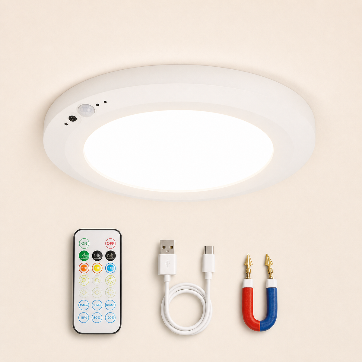 Resto Glow AI product image 2026-08-03 — clean background — Rechargeable Motion-Sensor Ceiling Light — Restaurant Service Areas