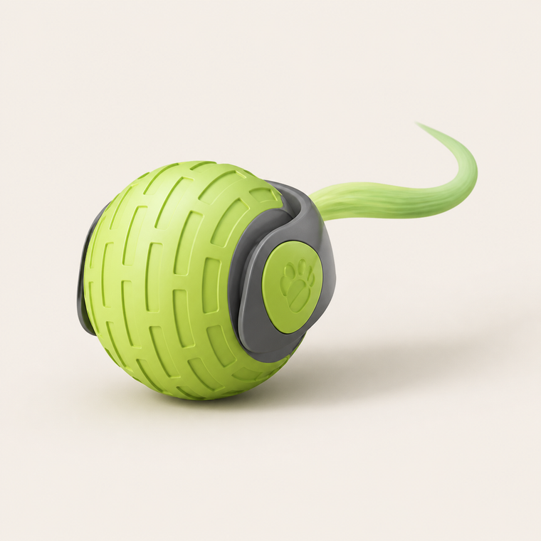 Resto Glow AI product image 2026-08-06 — clean background — Rechargeable Automatic Rolling Enrichment Ball for Cat Cafés, Adoption Lounges, and Supervised Indoor Play