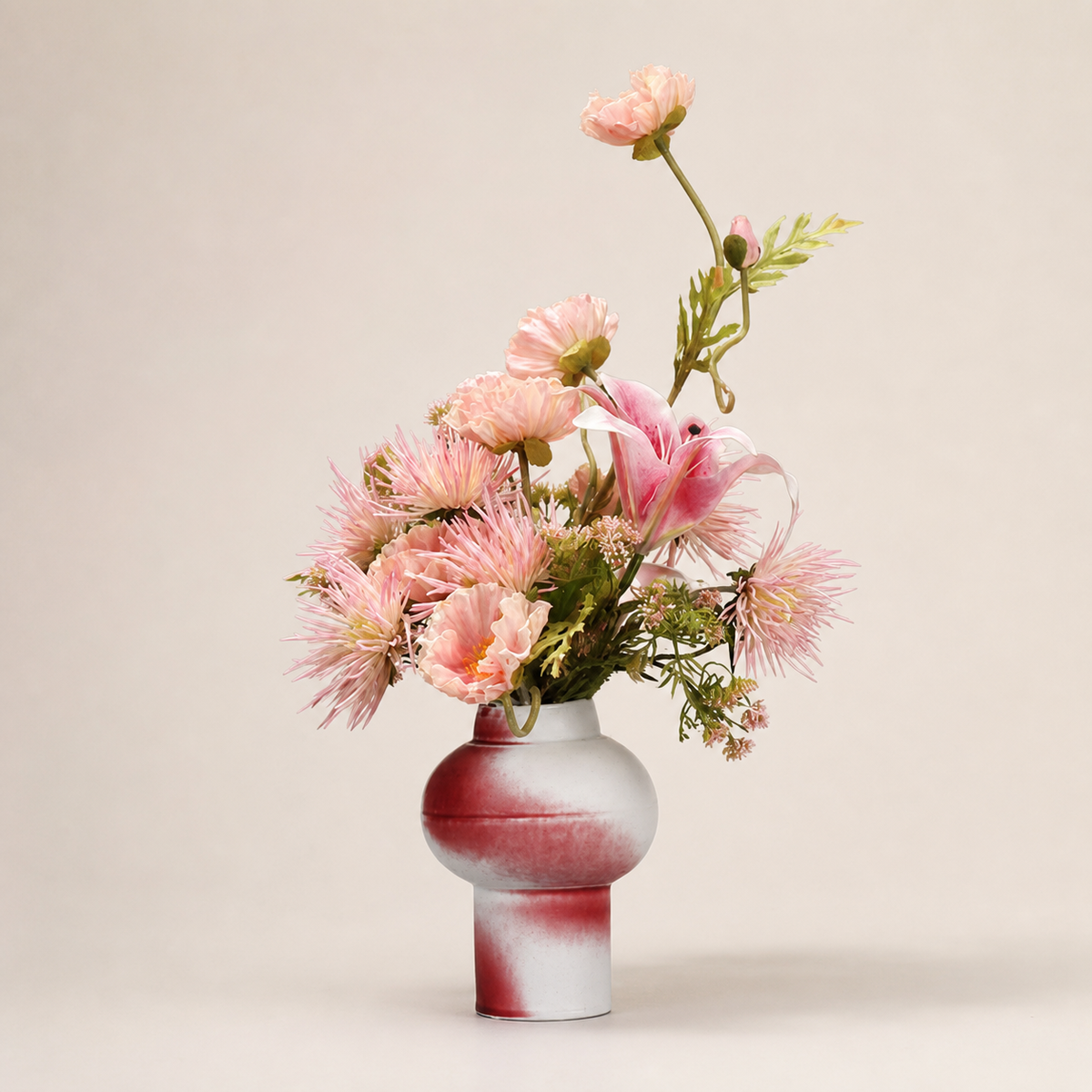 Resto Glow AI product image 2026-08-03 — clean background — Restaurant-Style Artificial Greenery Mid-Century Floral Table Decor Vase For Dining Tables
