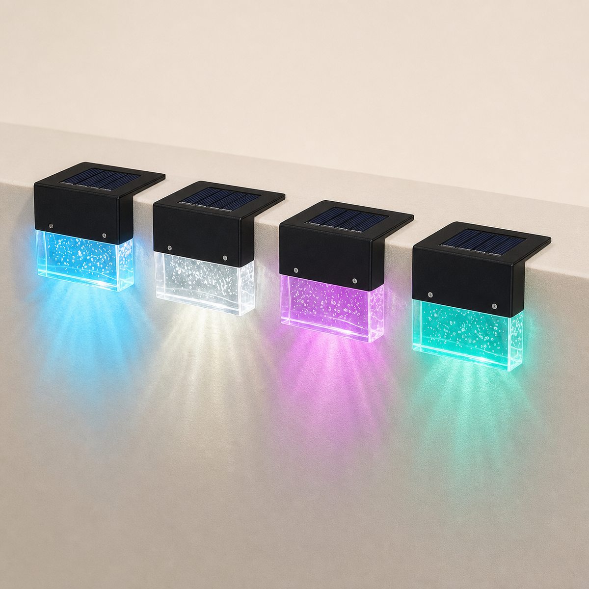 Resto Glow AI product image 2026-08-03 — clean background — RGB Solar Step & Fence Lights — Restaurant Patio