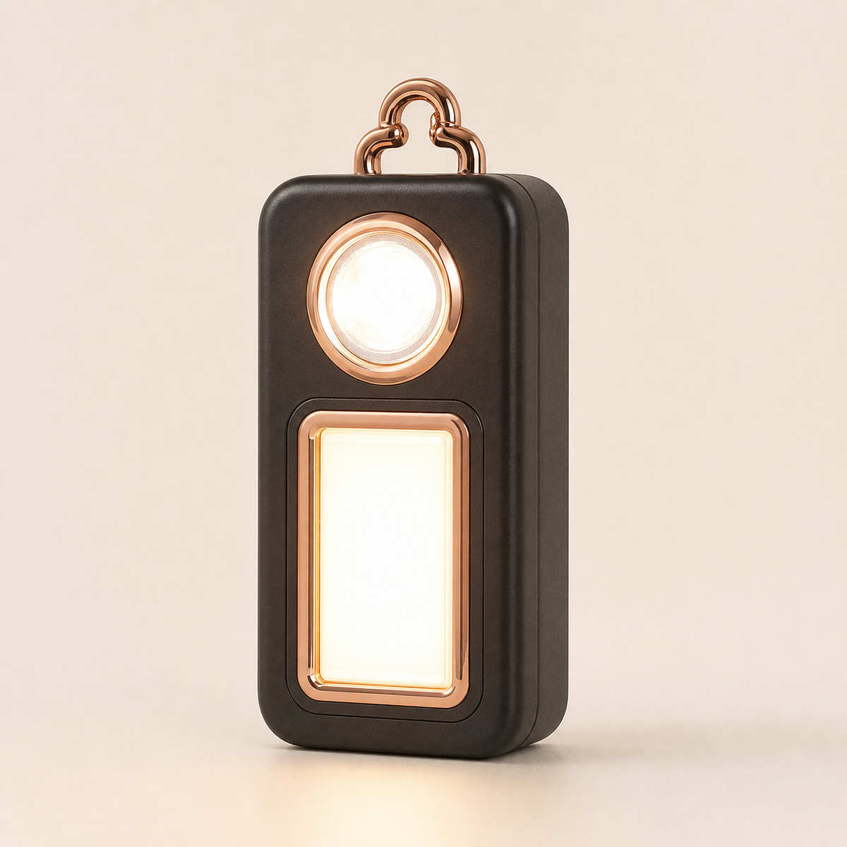 Resto Glow AI product image 2026-08-03 — clean background — Rose Gold Rechargeable Table Lantern — Restaurant Patio