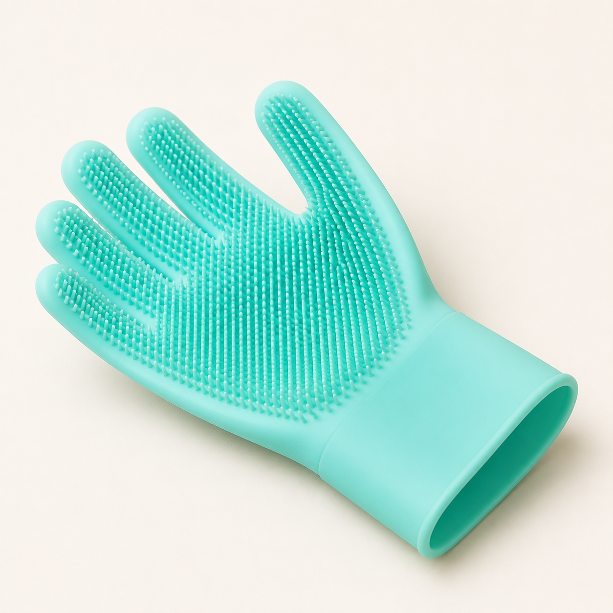 Resto Glow AI product image 2026-08-06 — clean background — Flexible Silicone Deshedding Glove for Cat Café Grooming Stations, Foster Rooms, and Daily Coat Care