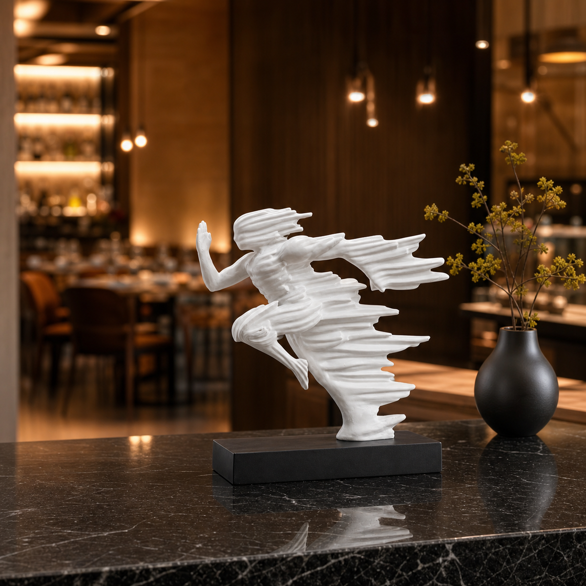 Resto Glow AI product image 2026-08-03 — restaurant view — Resin Entry Console Figurine Sculpture