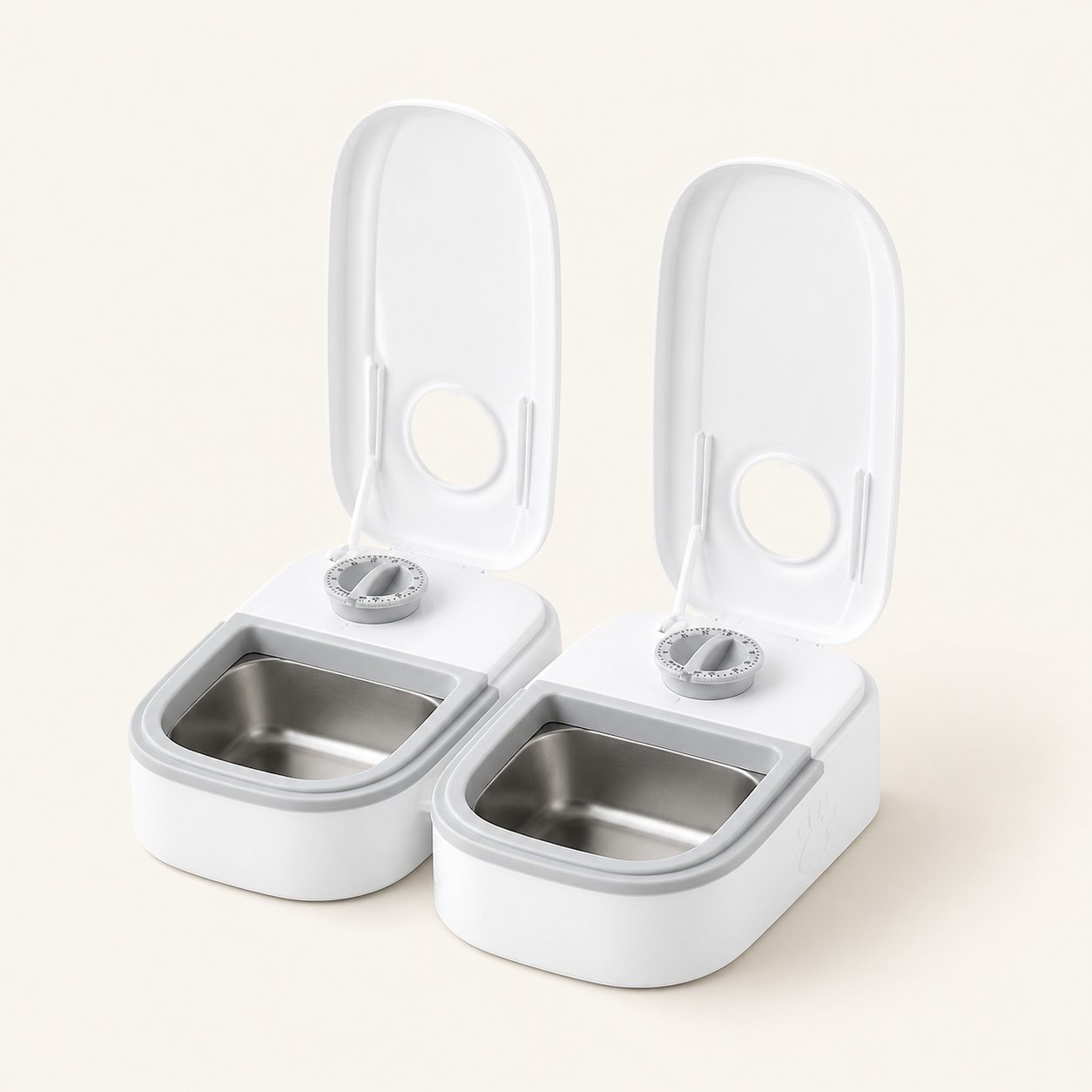 Resto Glow AI product image 2026-08-06 — clean background — Timed Automatic Feeder with Stainless-Steel Bowl for Cat Cafés, Foster Rooms, and Consistent Feeding Routines