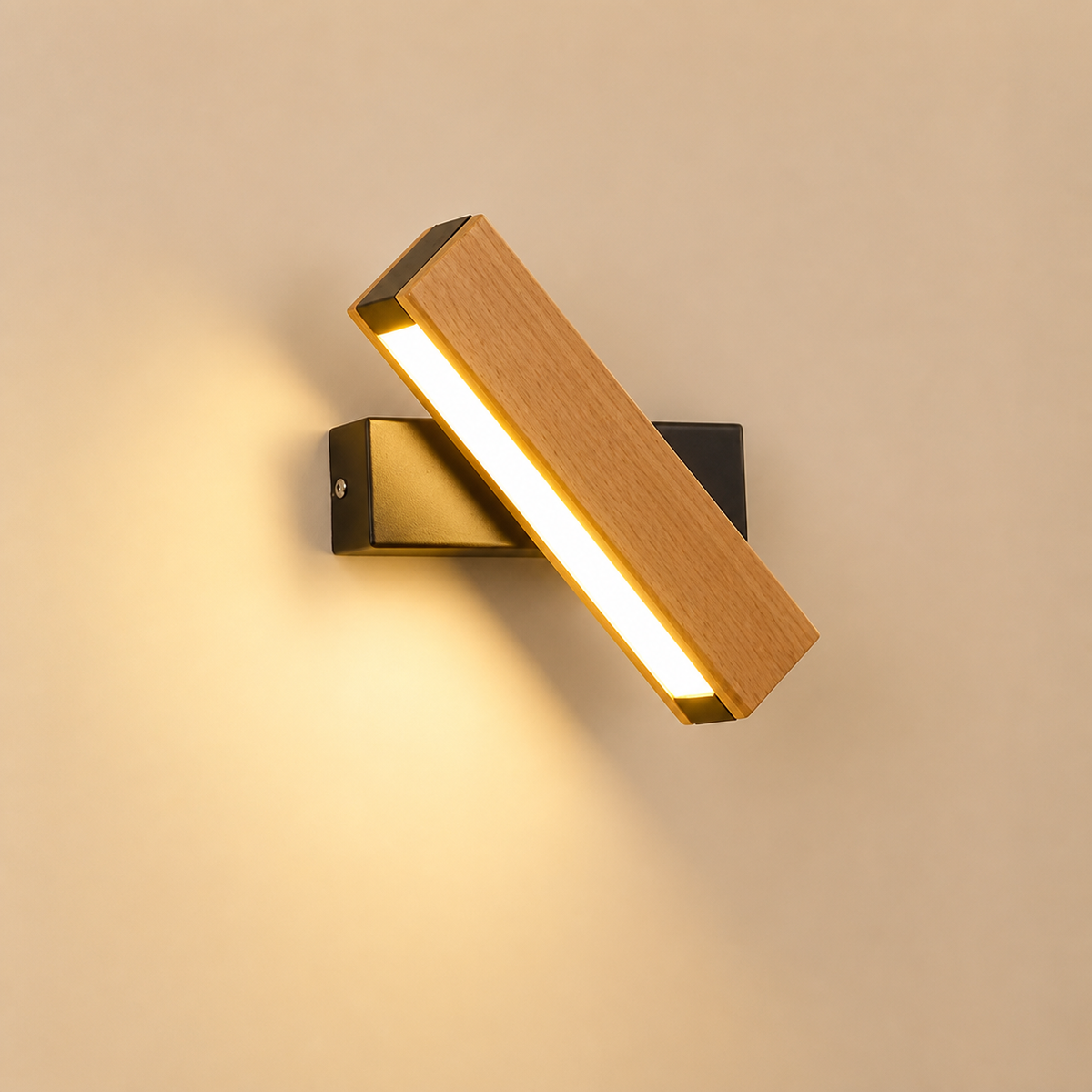 Resto Glow AI product image 2026-08-03 — clean background — Adjustable Wooden LED Restaurant Wall Lamp